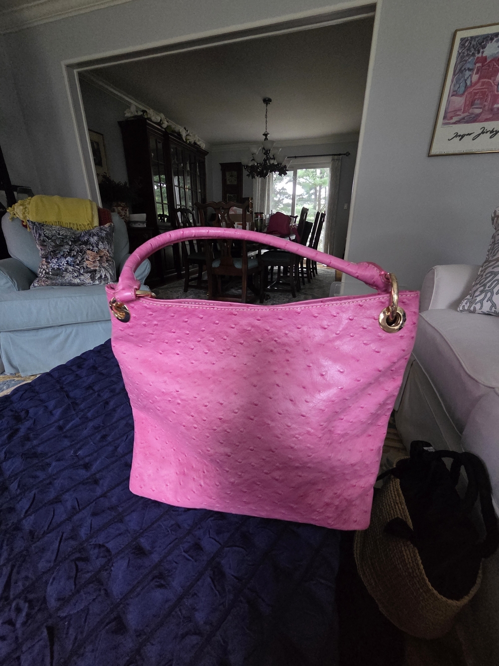 J McLaughlin Pink Pebbled Leather Women's Tote Handbag - Designer Style